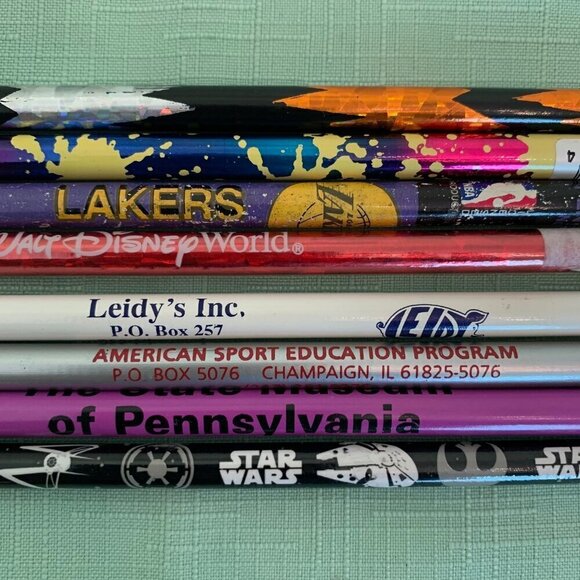 Lot 8 Pencils Star Wars Lakers Walt Disney World Pennsylvania Leidys Sports VTG - Picture 3 of 7